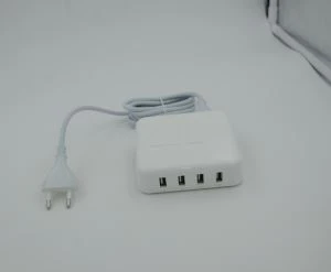 Bộ sạc tường 4 cổng USB có cáp phích cắm EU